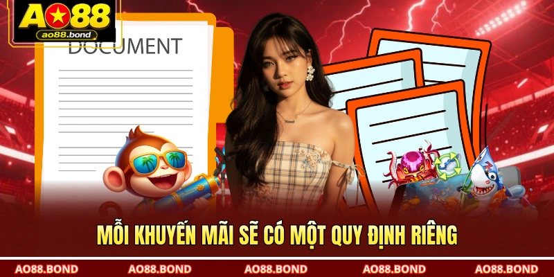 Mỗi khuyến mãi sẽ có một quy định riêng